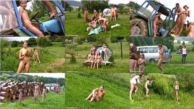 Videos with young nudists in nature - Grassy outdoor fitness [家族のヌーディズム]