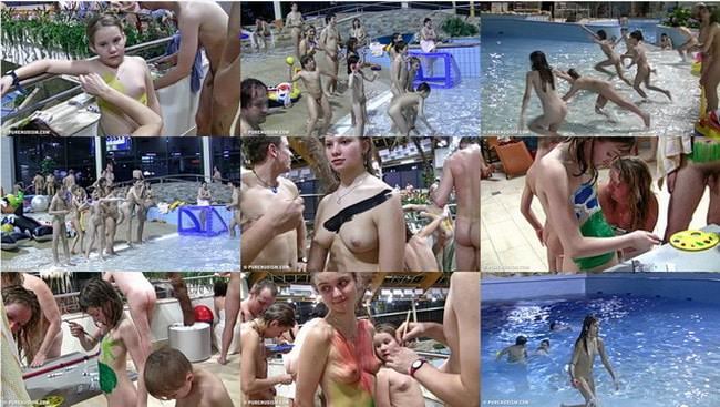 Video film about nudism in the pool in France [家族のヌーディズム]