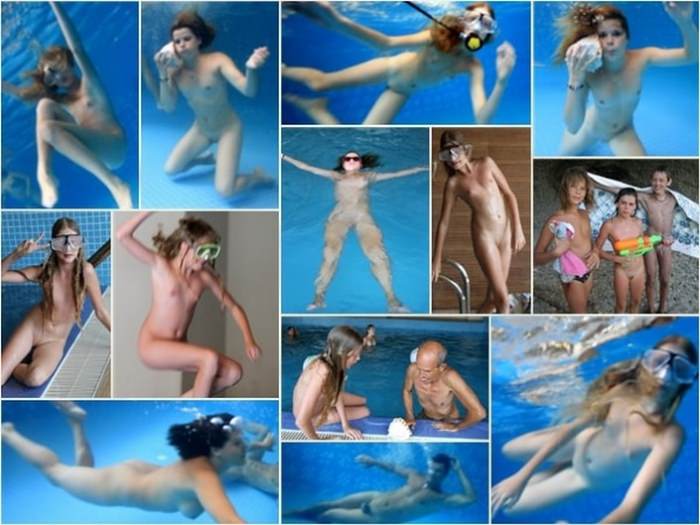 Purenudism pictures - nudists swim in the pool [家族のヌーディズム]